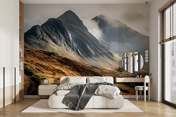 Chaîne de montagnes avec nuages Papier peint Chaîne de montagnes avec nuages