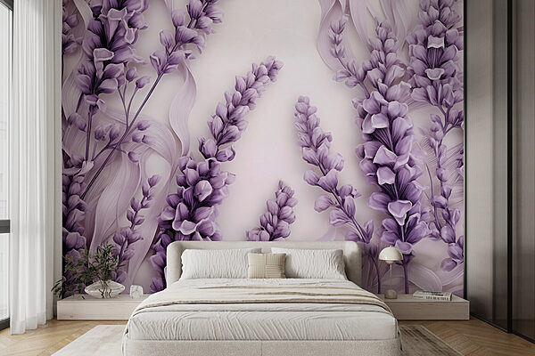 Groupe de fleurs violettes Papier peint Groupe de fleurs violettes