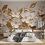 Papier peint Motif floral élégant sur fond texturé