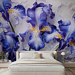 Papier peint Groupe de fleurs violettes et blanches