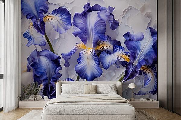 Groupe de fleurs violettes et blanches Papier peint Groupe de fleurs violettes et blanches