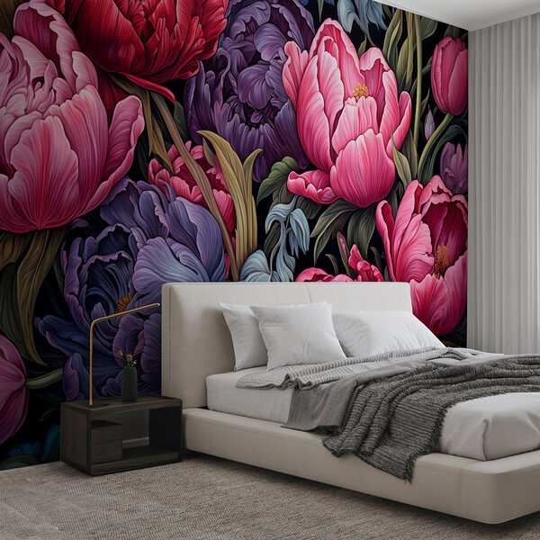 Des fleurs éclatantes en pleine floraison Papier peint Des fleurs éclatantes en pleine floraison