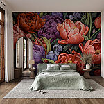 Papier peint Fleurs vibrantes aux couleurs riches.