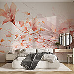 Papier peint Peinture de fleurs et de feuilles