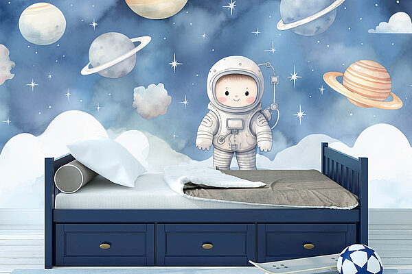 Caricature d'un enfant dans l'espace Papier peint Caricature d'un enfant dans l'espace