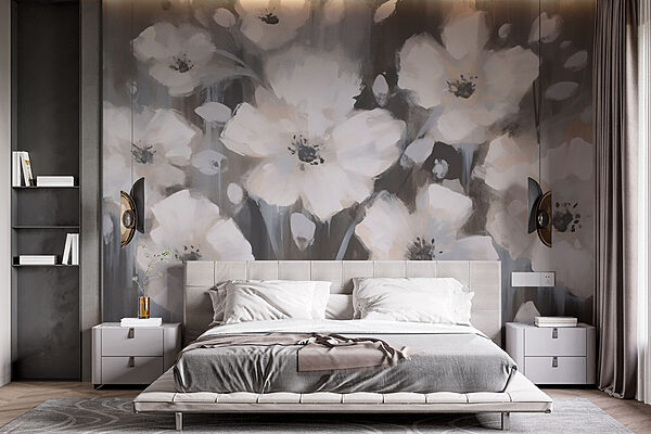 Peinture de fleurs blanches Papier peint Peinture de fleurs blanches