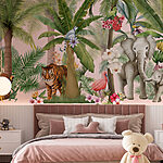 Papier peint Papier peint avec des animaux et des arbres