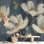 Papier peint Peinture de fleurs blanches
