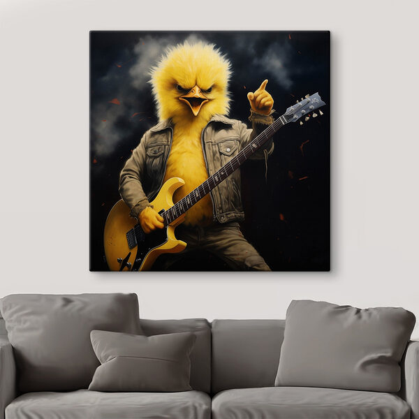 Personne en habit de poulet jouant de la guitare Tableaux Personne en habit de poulet jouant de la guitare