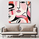 Tableaux Groupe de visages peints sur une surface blanche