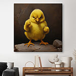 Tableaux Poussin jaune debout sur un rocher