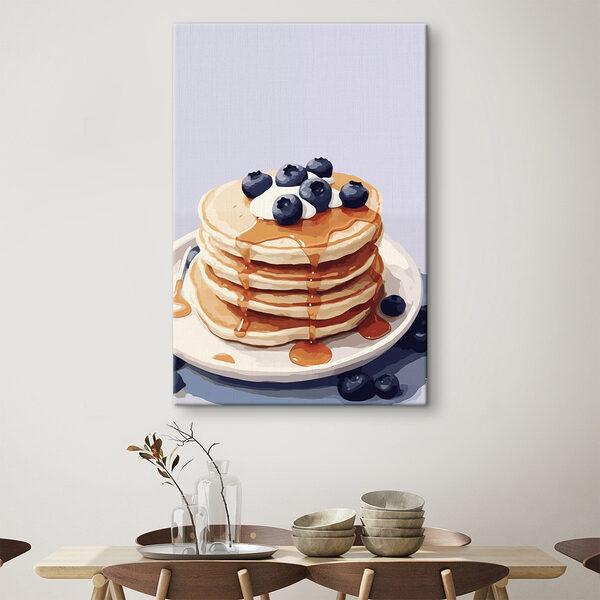 Pile de crêpes avec myrtilles et sirop sur le dessus Tableaux Pile de crêpes avec myrtilles et sirop sur le dessus