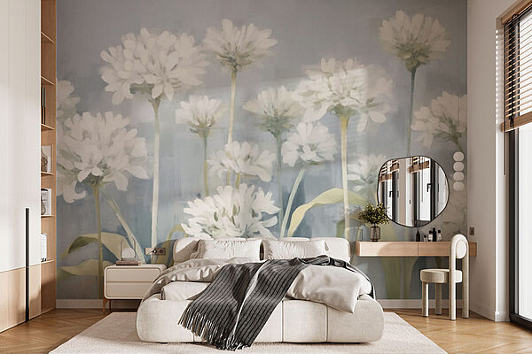 Peinture de fleurs blanches Papier peint Peinture de fleurs blanches