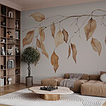Papier peint Branche avec des feuilles brunes