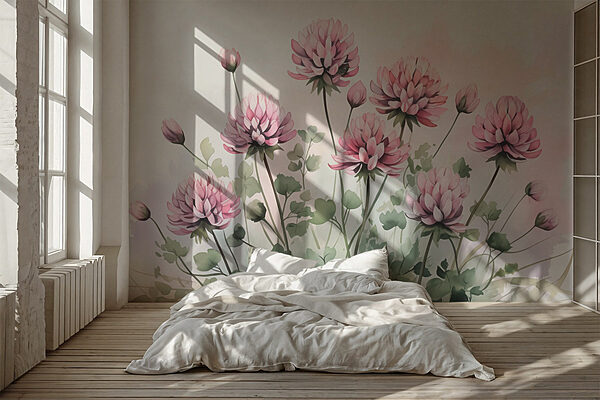 Groupe de fleurs roses Papier peint Groupe de fleurs roses