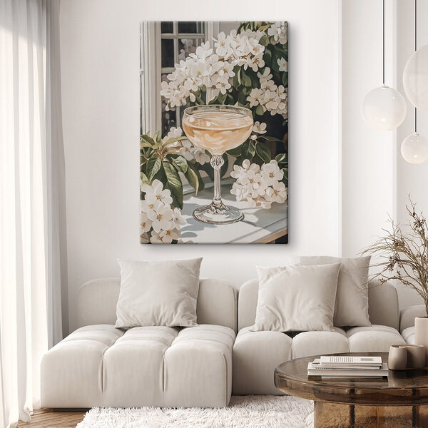 Verre de vin à côté de fleurs Tableaux Verre de vin à côté de fleurs