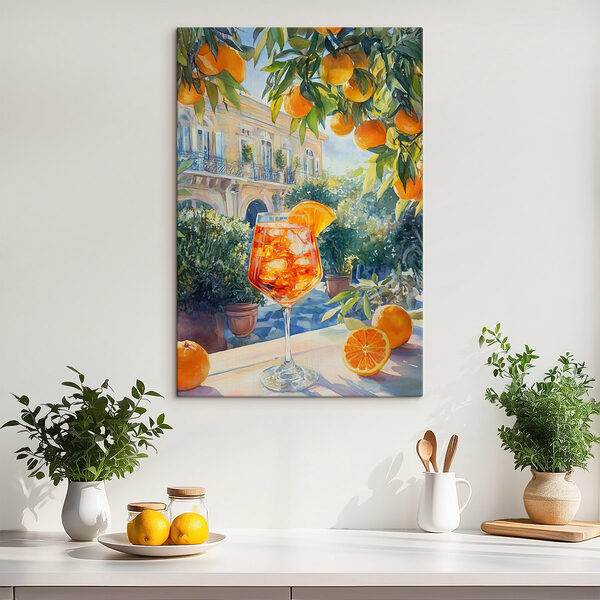 Verre de jus d'orange avec des oranges en arrière-plan Tableaux Verre de jus d'orange avec des oranges en arrière-plan