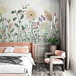 Papier peint Peinture de fleurs et de feuilles