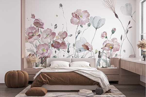 Peinture de fleurs roses Papier peint Peinture de fleurs roses