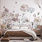 Papier peint Peinture de fleurs et de feuilles