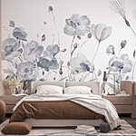 Papier peint Peinture de fleurs sur fond blanc