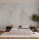 Papier peint Motif de feuilles blanches sur une surface blanche