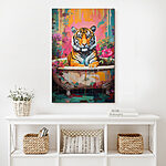 Tableaux Peinture d'un tigre dans une baignoire fleurie