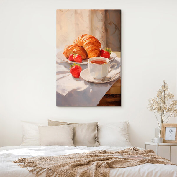 Croissant et fraises sur une assiette Tableaux Croissant et fraises sur une assiette