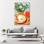 Tableaux Assiette de nourriture avec un œuf ensoleillé et des fraises