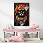 Tableaux Chat portant une couronne de fleurs