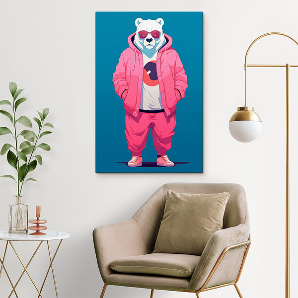 Personne portant un sweat à capuche rose et une veste rose Tableaux Personne portant un sweat à capuche rose et une veste rose