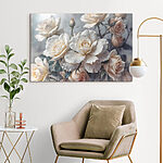 Tableaux Groupe de roses blanches avec gouttes d'eau