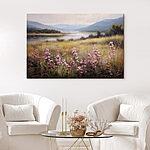 Tableaux Champ de fleurs au bord d'un lac