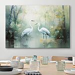Tableaux Couple d'oiseaux blancs dans un étang