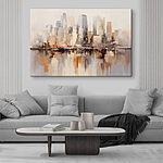 Tableaux Peinture d'une ville avec un pont sur l'eau