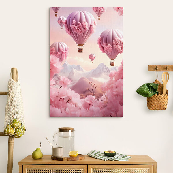 Montgolfières et cerisiers en fleurs Tableaux Montgolfières et cerisiers en fleurs