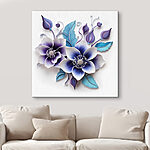 Tableaux Fleurs bleues et blanches