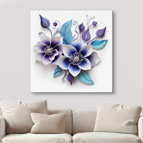 Fleurs bleues et blanches Tableaux Fleurs bleues et blanches