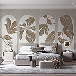 Papier peint Groupe de motifs floraux blancs et bruns