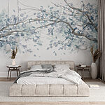 Papier peint Arbre aux feuilles bleues