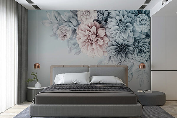 Groupe de fleurs avec feuilles Papier peint Groupe de fleurs avec feuilles