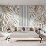 Papier peint Mur blanc avec des feuilles