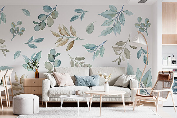 Motif de feuilles et de branches Papier peint Motif de feuilles et de branches