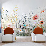 Papier peint Peinture de fleurs dans un champ