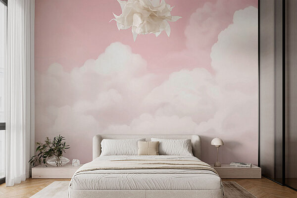Papier peint Ciel rose avec nuages