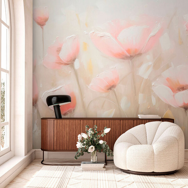 Peinture de fleurs roses Papier peint Peinture de fleurs roses
