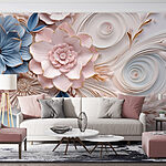 Papier peint Fleurs et feuilles en papier