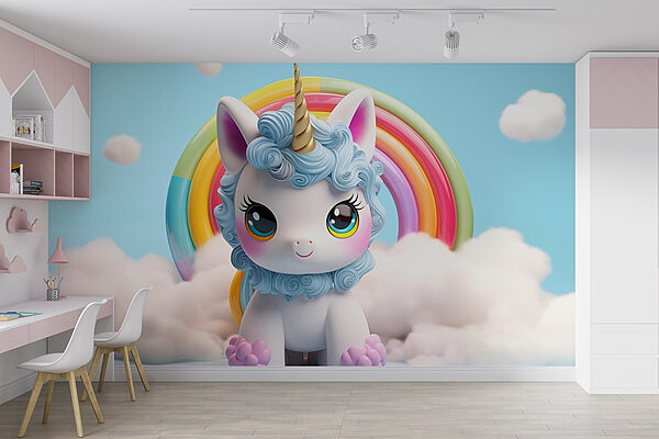 Licorne jouet avec un arc-en-ciel en arrière-plan Papier peint Licorne jouet avec un arc-en-ciel en arrière-plan
