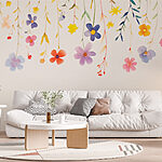 Papier peint Aquarelle de fleurs et de feuilles