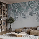 Papier peint Groupe de feuilles sur fond blanc
